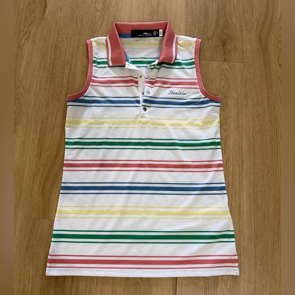 RLX Ralph Lauren striped sleeveless polo tailored fit women XS golf